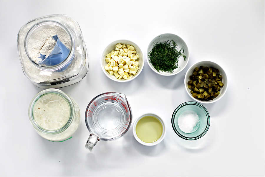 ingredients for the Mouth Watering Sourdough Havarti Cheese and Dill Bread